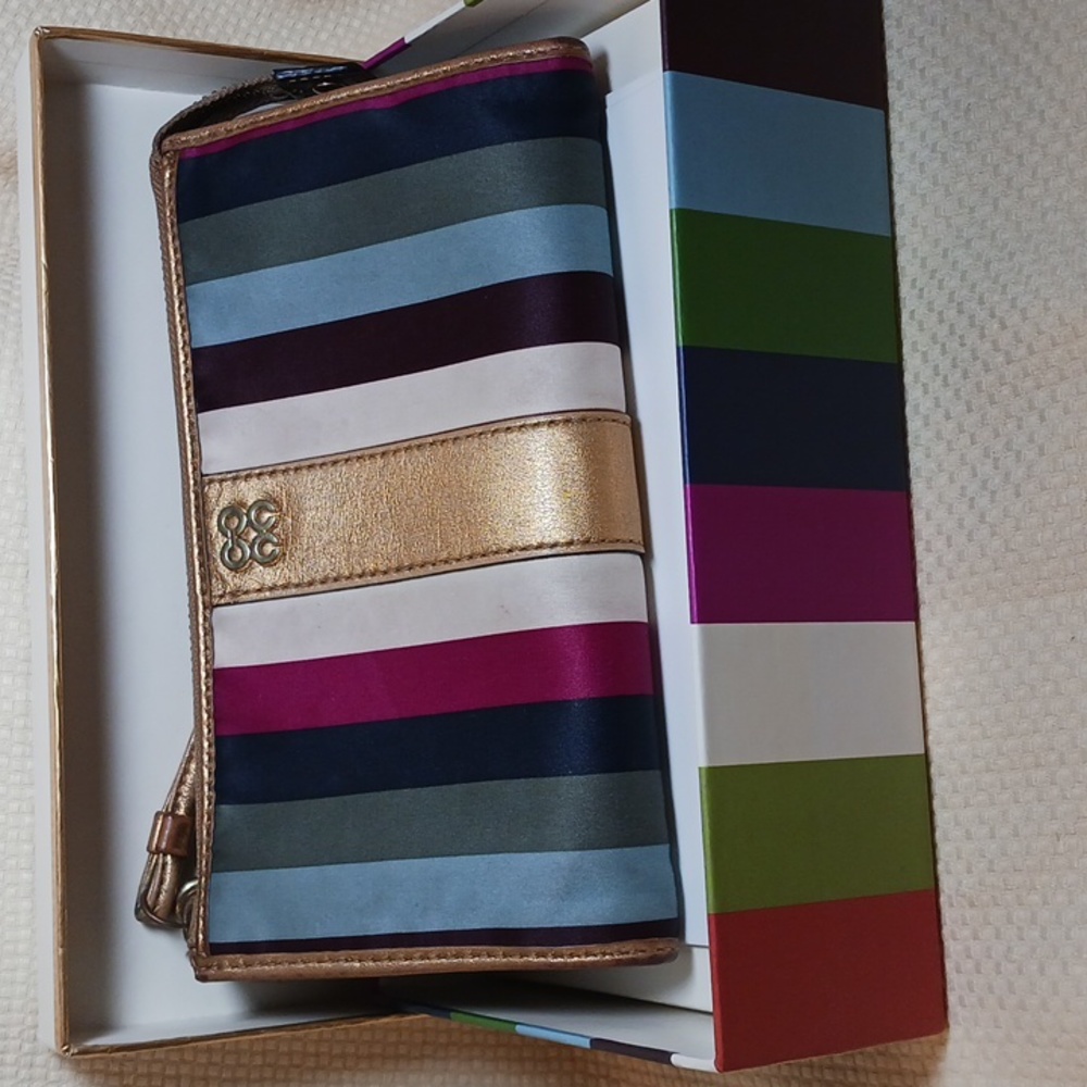 Coach Julia Striped Multicolored Legacy Zippy Wallet Wristlet